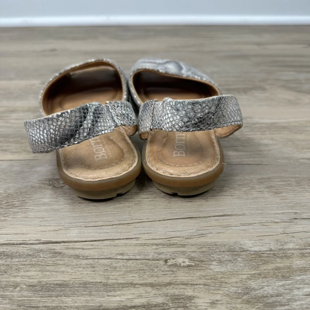 Born White Snake Skin Trang Leather Sandals Size 7